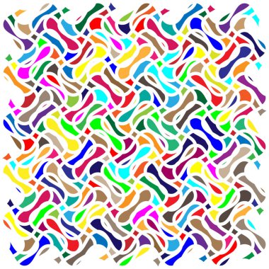 Mozaik olarak düzenlenmiş rastgele şekiller, tesselleme şablonu. Renkli, canlı Vektör tasarım elementi. Karışık, karışık, karışık konsept vektör çizimi