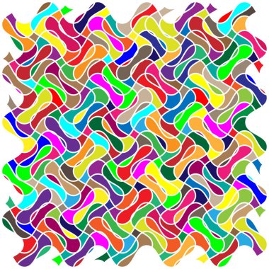 Mozaik olarak düzenlenmiş rastgele şekiller, tesselleme şablonu. Renkli, canlı Vektör tasarım elementi. Karışık, karışık, karışık konsept vektör çizimi