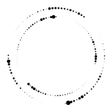Daireler, noktalı, noktalar girdap elementi. Puantiyeli, benekli koklear ve volt tasarım elementi