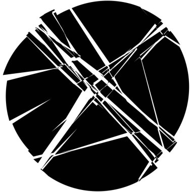 Parçalanmış, kırılmış, geometrik çember kırılmış. Patlama, patlama etkisi. vektör illüstrasyonu