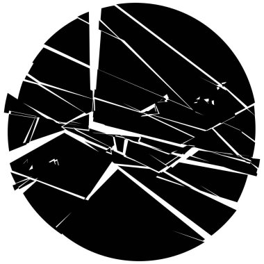 Parçalanmış, kırılmış, geometrik çember kırılmış. Patlama, patlama etkisi. vektör illüstrasyonu