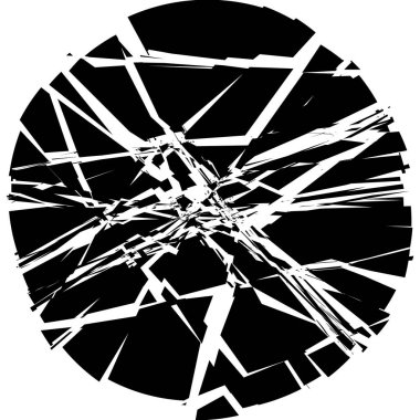 Parçalanmış, kırılmış, geometrik çember kırılmış. Patlama, patlama etkisi. vektör illüstrasyonu