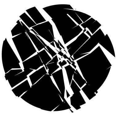 Parçalanmış, kırılmış, geometrik çember kırılmış. Patlama, patlama etkisi. vektör illüstrasyonu