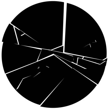 Parçalanmış, kırılmış, geometrik çember kırılmış. Patlama, patlama etkisi. vektör illüstrasyonu