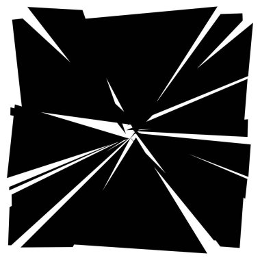 Parçalanmış, kırılmış, geometrik kare kırılmış. Patlama, patlama etkisi. Kırık cam vektör çizimi
