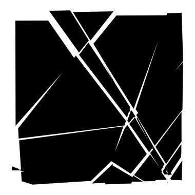 Parçalanmış, kırılmış, geometrik kare kırılmış. Patlama, patlama etkisi. Kırık cam vektör çizimi