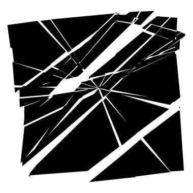 Parçalanmış, kırılmış, geometrik kare kırılmış. Patlama, patlama etkisi. Kırık cam vektör çizimi