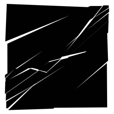 Parçalanmış, kırılmış, geometrik kare kırılmış. Patlama, patlama etkisi. Kırık cam vektör çizimi