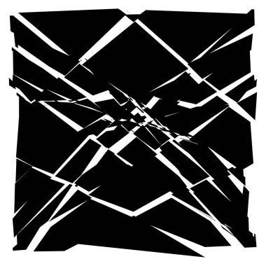 Parçalanmış, kırılmış, geometrik kare kırılmış. Patlama, patlama etkisi. Kırık cam vektör çizimi