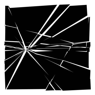 Parçalanmış, kırılmış, geometrik kare kırılmış. Patlama, patlama etkisi. Kırık cam vektör çizimi