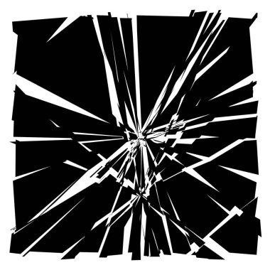 Parçalanmış, kırılmış, geometrik kare kırılmış. Patlama, patlama etkisi. Kırık cam vektör çizimi