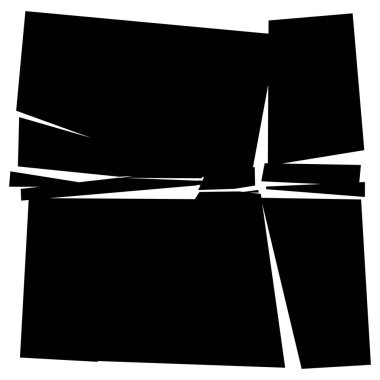 Parçalanmış, kırılmış, geometrik kare kırılmış. Patlama, patlama etkisi. Kırık cam vektör çizimi