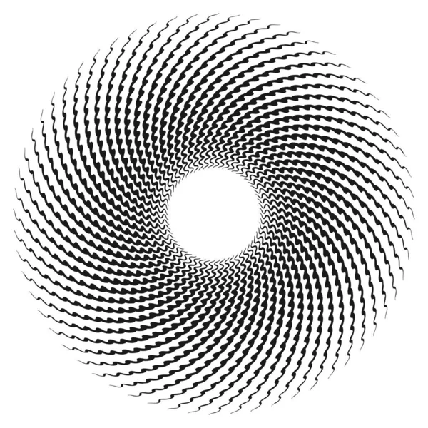 Dalgalı, zikzak çizgili, çapraz çizgili radyal spiral. vektör illüstrasyonu