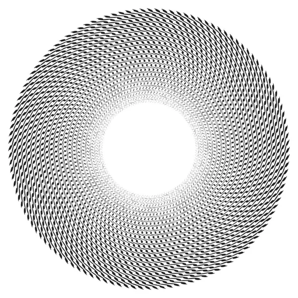 Radiale Spirale Mit Gewellten Zickzackigen Kreuz Und Quer Verlaufenden Linien — Stockvektor