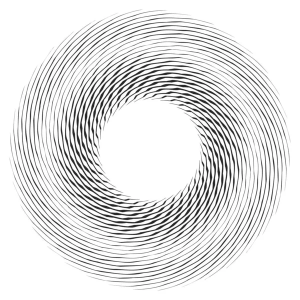 Dalgalı, zikzak çizgili, çapraz çizgili radyal spiral. vektör illüstrasyonu