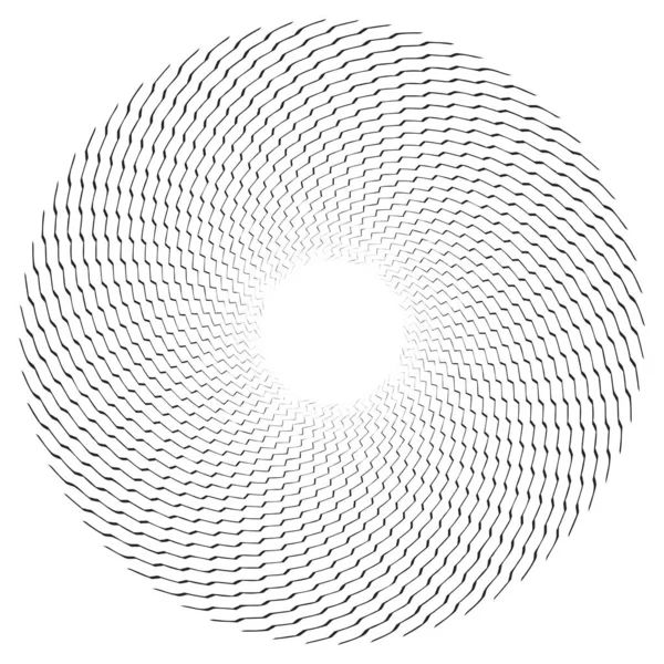 Dalgalı, zikzak çizgili, çapraz çizgili radyal spiral. vektör illüstrasyonu