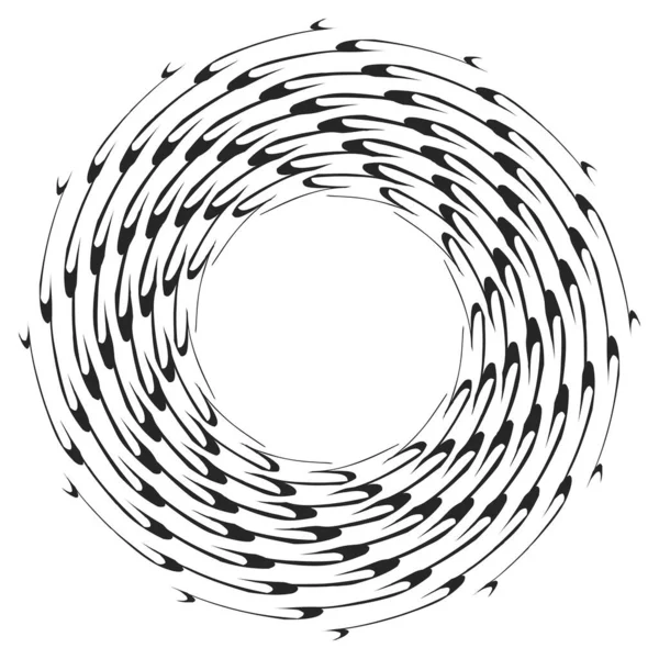 Radiale Spirale Mit Gewellten Zickzackigen Kreuz Und Quer Verlaufenden Linien — Stockvektor