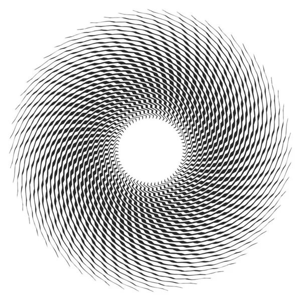 Dalgalı, zikzak çizgili, çapraz çizgili radyal spiral. vektör illüstrasyonu