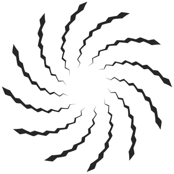 Radiale Spirale Mit Gewellten Zickzackigen Kreuz Und Quer Verlaufenden Linien — Stockvektor