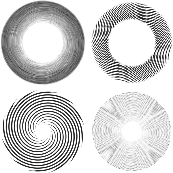 Radiale Spirale Mit Gewellten Zickzackigen Kreuz Und Quer Verlaufenden Linien — Stockvektor