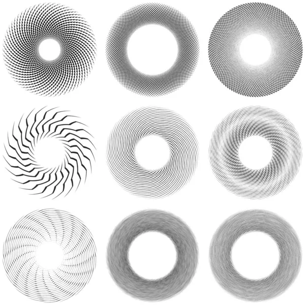 Spirale Radiale Avec Ondulation Zigzag Lignes Croisées Illustration Vectorielle — Image vectorielle