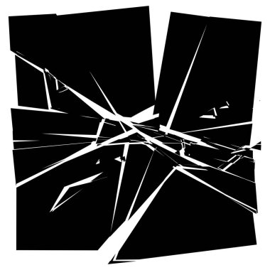 Parçalanmış, kırılmış, geometrik kare kırılmış. Patlama, patlama etkisi. Kırık cam vektör çizimi