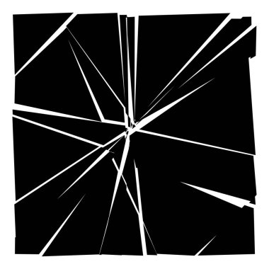 Parçalanmış, kırılmış, geometrik kare kırılmış. Patlama, patlama etkisi. Kırık cam vektör çizimi
