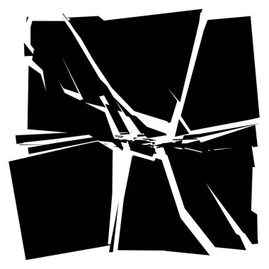 Parçalanmış, kırılmış, geometrik kare kırılmış. Patlama, patlama etkisi. Kırık cam vektör çizimi