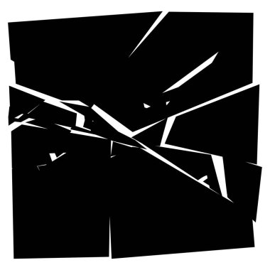 Parçalanmış, kırılmış, geometrik kare kırılmış. Patlama, patlama etkisi. Kırık cam vektör çizimi
