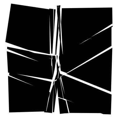 Parçalanmış, kırılmış, geometrik kare kırılmış. Patlama, patlama etkisi. Kırık cam vektör çizimi