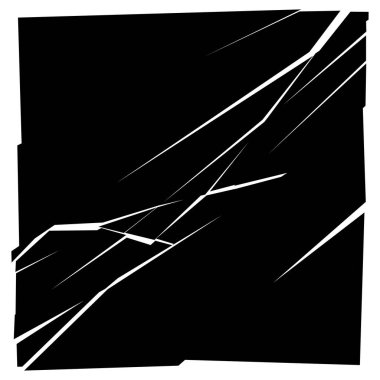 Parçalanmış, kırılmış, geometrik kare kırılmış. Patlama, patlama etkisi. Kırık cam vektör çizimi