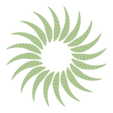 Kırık dairesel, konsantre ve radyal çizgilerin spiral etkisi. Soyut geometrik mandala, motif, vektör illüstrasyonu 