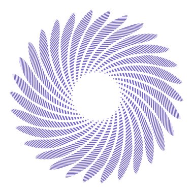 Kırık dairesel, konsantre ve radyal çizgilerin spiral etkisi. Soyut geometrik mandala, motif, vektör illüstrasyonu 