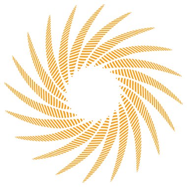 Kırık dairesel, konsantre ve radyal çizgilerin spiral etkisi. Soyut geometrik mandala, motif, vektör illüstrasyonu 