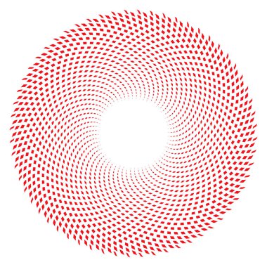 Kırık dairesel, konsantre ve radyal çizgilerin spiral etkisi. Soyut geometrik mandala, motif, vektör illüstrasyonu 