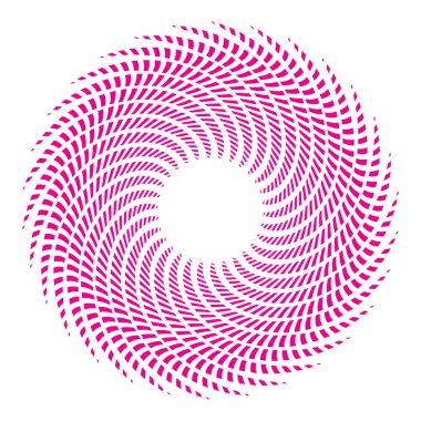 Kırık dairesel, konsantre ve radyal çizgilerin spiral etkisi. Soyut geometrik mandala, motif, vektör illüstrasyonu 