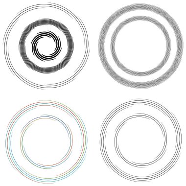 Spiral, girdap, girdap elemanı vektör illüstrasyonu. Koklear, sarmal ve volta