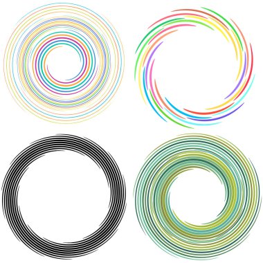 Spiral, girdap, girdap elemanı vektör illüstrasyonu. Koklear, sarmal ve volta