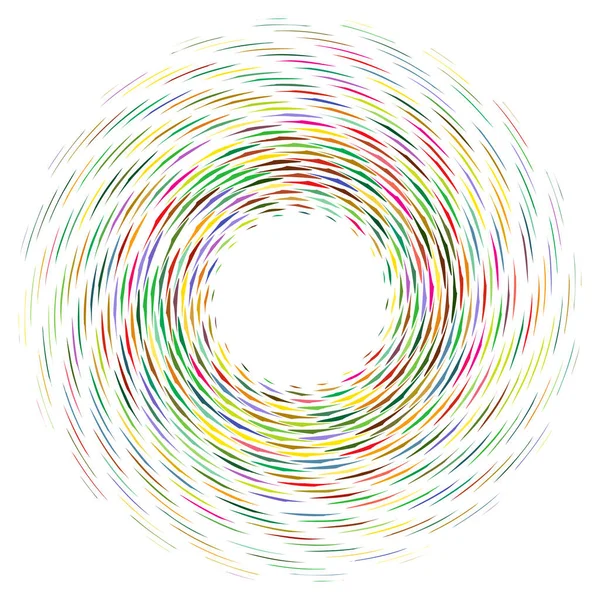 Spiral Effect Dashed Circular Concentric Radial Lines Abstract Geometric Mandala — Stock Vector