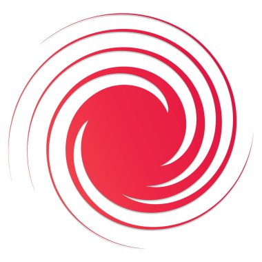 Dönen girdap, kasırga tasarım elementi. Dönüşlü radikal şekil, döngü etkisi. Kavisli patlamış çizgiler