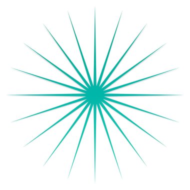 Yıldız patlaması, güneş patlaması şekli. Soyut parıltı, ışıltı, ışıltı şekli, element. Radikal, ışıl ışıl klip- art