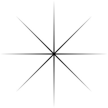 Yıldız patlaması, güneş patlaması şekli. Soyut parıltı, ışıltı, ışıltı şekli, element. Radikal, ışıl ışıl klip- art