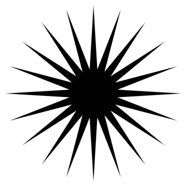 Yıldız patlaması, güneş patlaması şekli. Soyut parıltı, ışıltı, ışıltı şekli, element. Radikal, ışıl ışıl klip- art