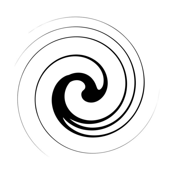 Swirl, twirl, spiral shape, element. Motif with rotation, torsion effect