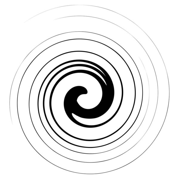 Swirl, twirl, spiral shape, element. Motif with rotation, torsion effect