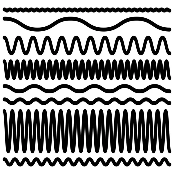 Wellenförmige Winkende Winkende Linien Zick Zack Kreuzlinien Vektorillustration — Stockvektor