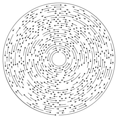 Ters yönde dairesel, konsantre oklar, vektör illüstrasyonu