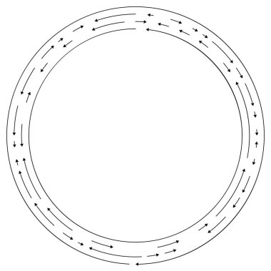 Ters yönde dairesel, konsantre oklar, vektör illüstrasyonu
