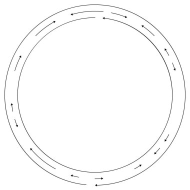Ters yönde dairesel, konsantre oklar, vektör illüstrasyonu