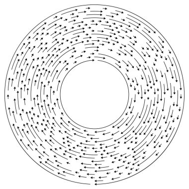 Dairede dönen oklar, basit vektör grafik tasarımı